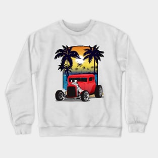 Red 1932 Chevy 5 Window Coupe Hot Rod California Beachin Print Crewneck Sweatshirt